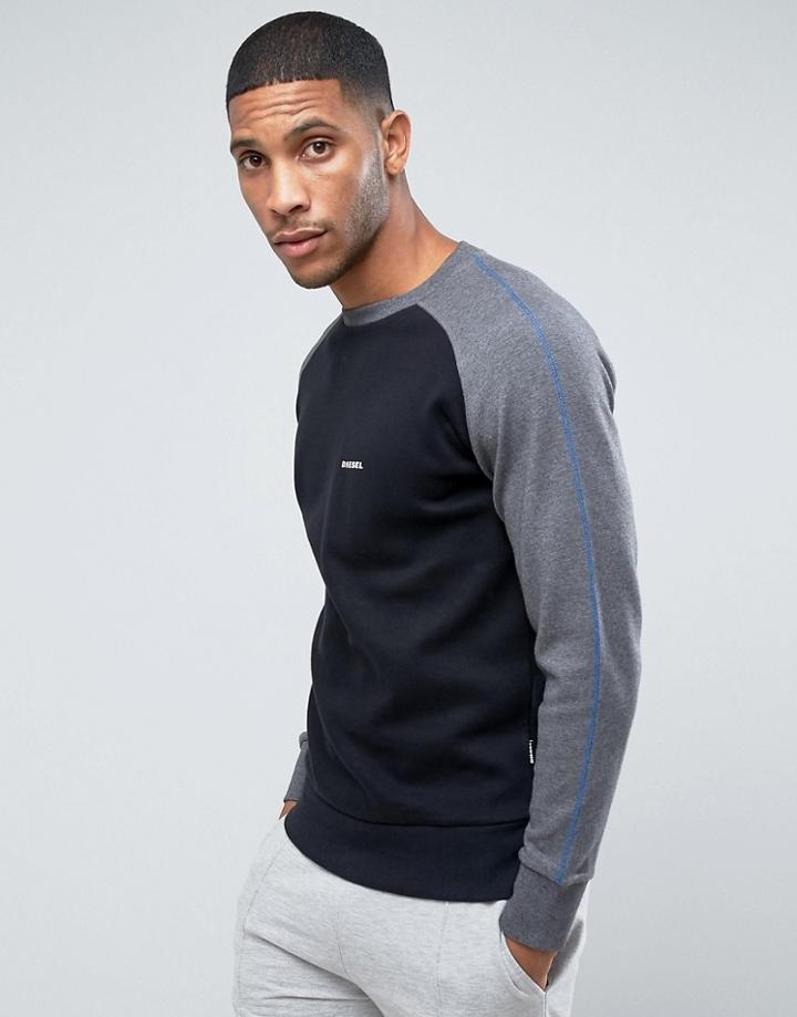 Diesel Sweatshirt With Contrast Sleeves In Black - Black