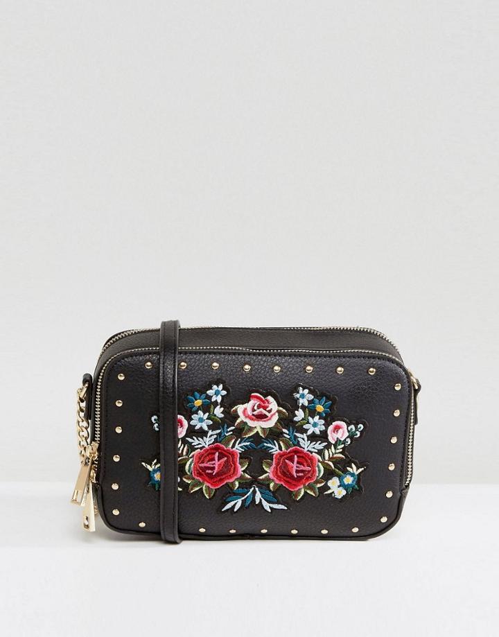 Aldo Moretta Embroidered Mini Cross Body Bag - Black