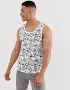 Threadbare Printed Tank-navy