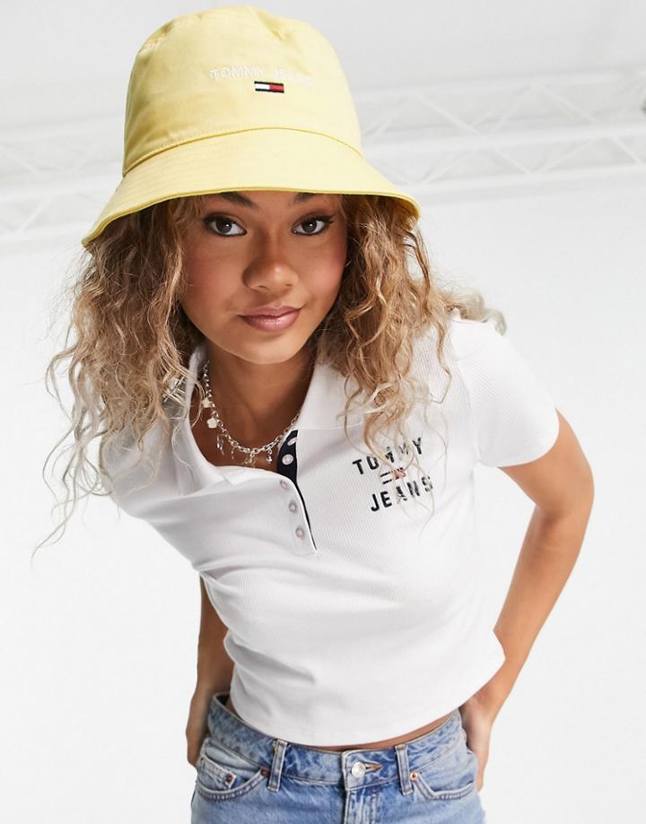 Tommy Jeans Cotton Sports Bucket Hat In Yellow - Yellow
