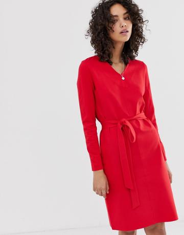 Finery Elm Belted Dress - Red