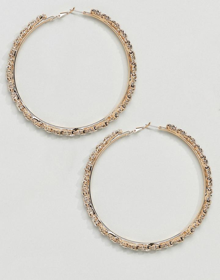 True Decadence Gold Embellished Hoop Earrings (+) - Gold