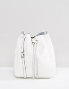 Asos Minimal Drawstring Shoulder Bag With Detachable Strap - White
