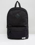 Asos Backpack In Black Canvas With Faux Leather Base - Black