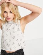 Asos Design Tank Top Top In All Over Cowboy Graphic Print In Neutral-multi