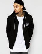 Hype Zip Up Hoodie With Crest Logo - Black