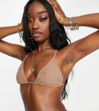 South Beach Triangle Bikini Top In Textured Rib In Sand-neutral