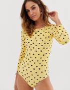 Pukas Raglan Rib Surfsuit In Yellow Spot - Yellow