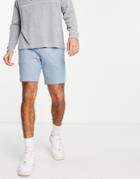 Asos Design Slim Waffle Shorts In Blue