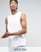 Asos Tall Sleeveless T-shirt With Dropped Armhole In White - White
