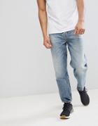 Asos Skater Fit Jeans In Vintage Mid Wash - Blue