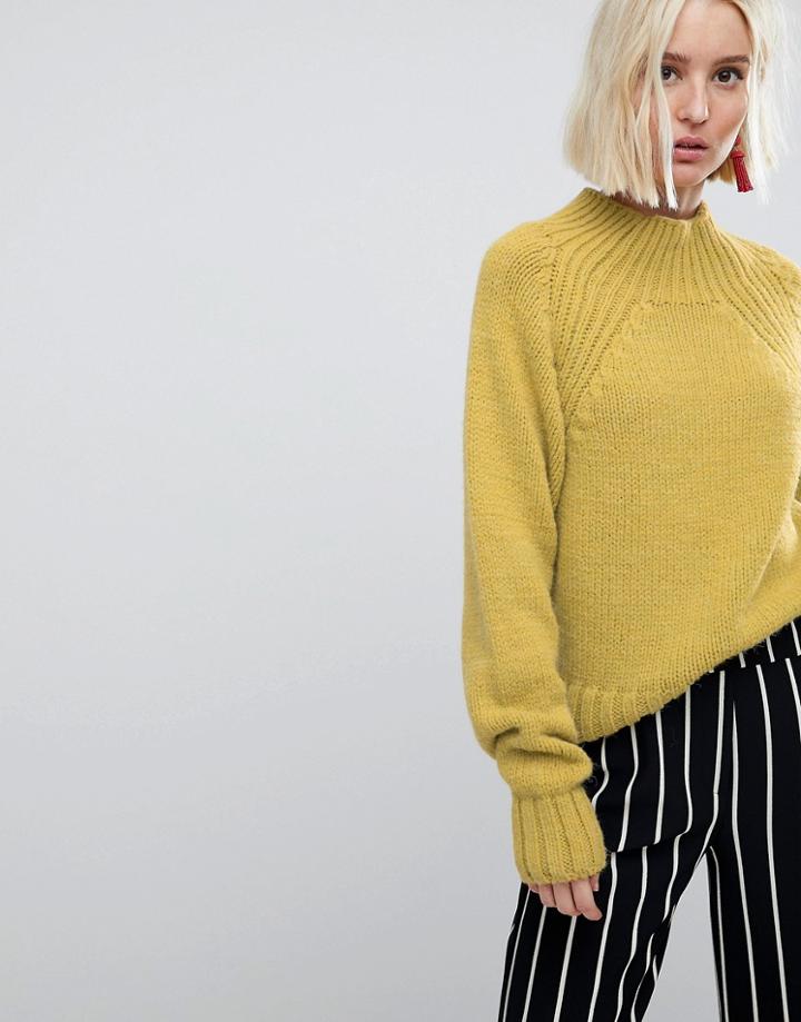 River Island Chunky Cable Knit Sweater-yellow