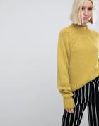 River Island Chunky Cable Knit Sweater-yellow