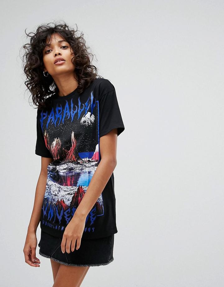 Asos T-shirt In Oversized Fit With Sci-fi Photo Print - Black