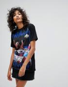 Asos T-shirt In Oversized Fit With Sci-fi Photo Print - Black