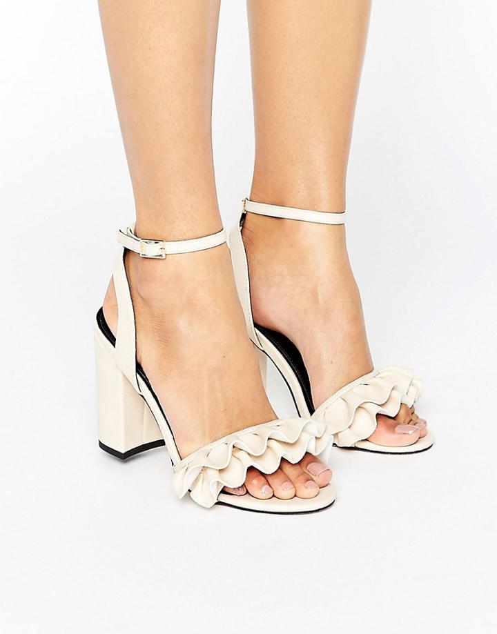 Miss Selfridge Ruffle Heeled Sandal - Beige