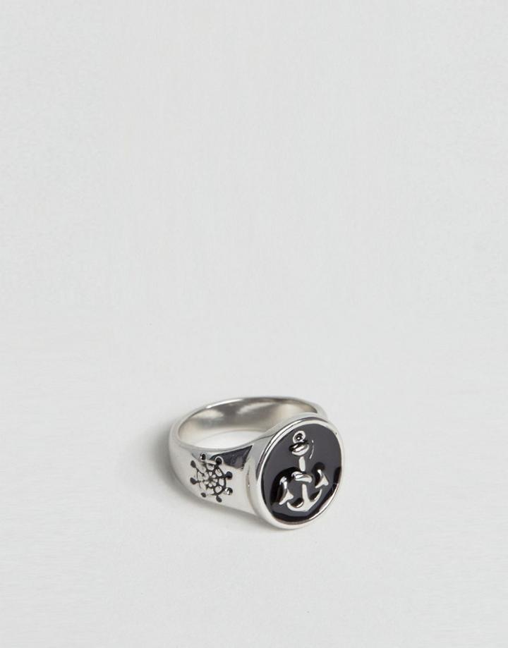 Designb Anchor Signet Ring In Silver Exclusive To Asos - Silver