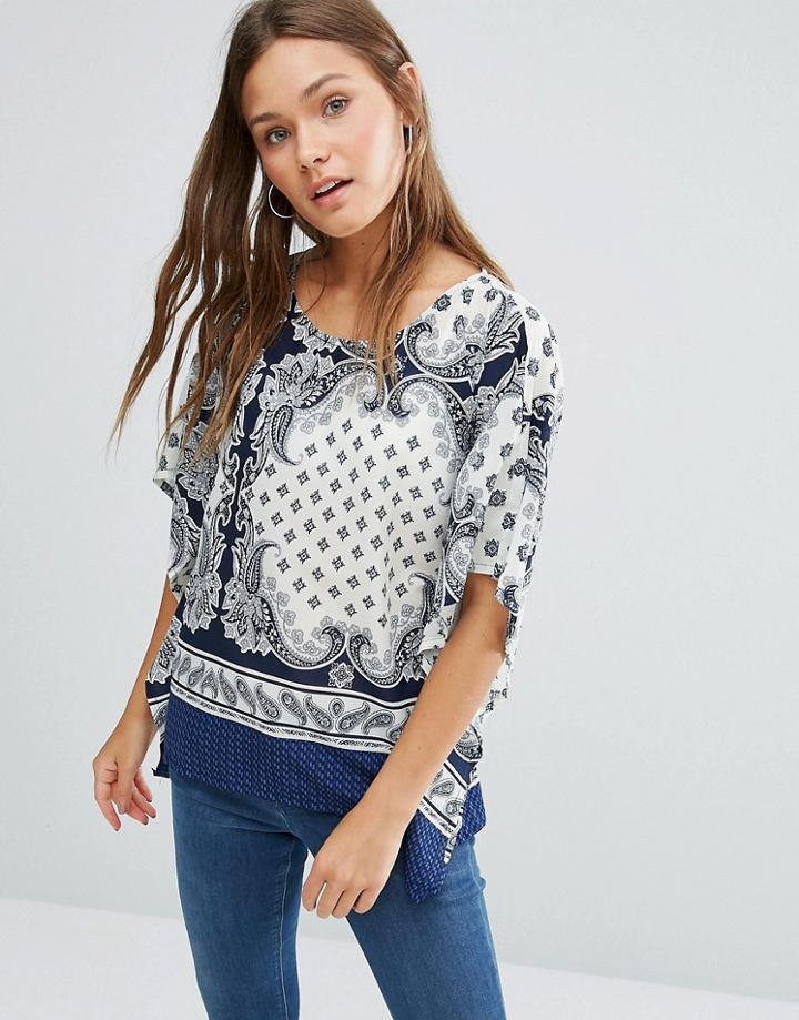 Pixie & Diamond Oversized Top In Scarf Print - Black