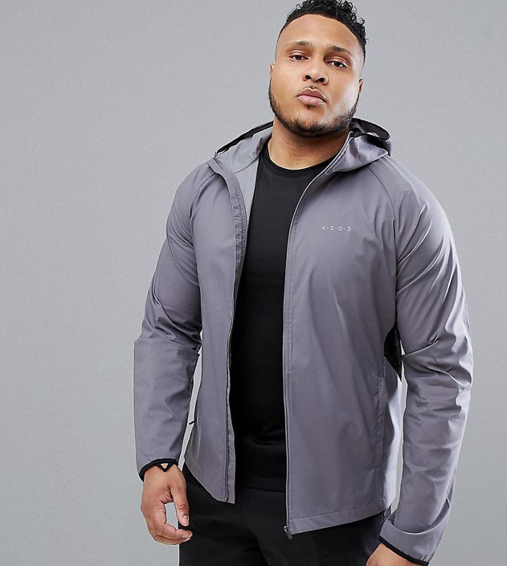 Asos 4505 Plus Windbreaker With Breathable Mesh Panels In Gray
