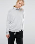 Jdy Knitted Hoodie And Drawstring Hem - Gray
