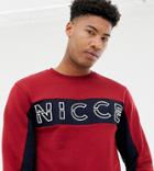 Nicce Sweatshirt In Red With Chest Logo Exclusive To Asos - Red