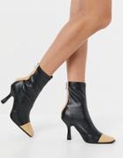 Public Desire Cameo Contrast Panel Boots In Black And Camel-multi