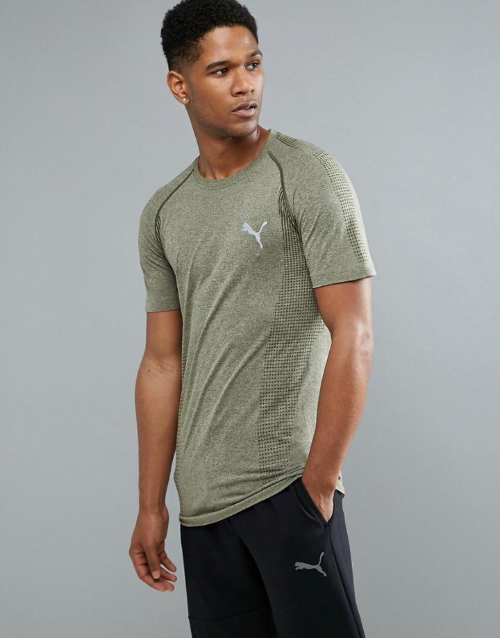 Puma Running Evoknit T-shirt In Khaki 59063214 - Green