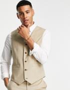 Asos Design Slim Suit Vest In Camel-neutral