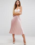 Prettylittlething Satin Pleated Skirt - Pink