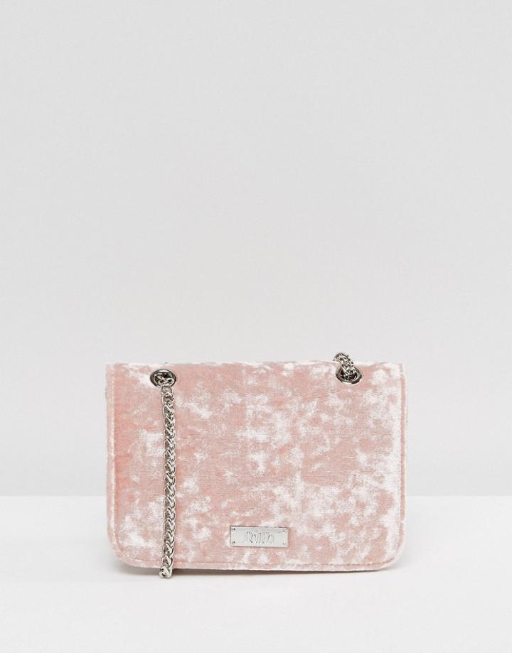 Faith Blush Velvet Mini Cross Body Bag - Pink