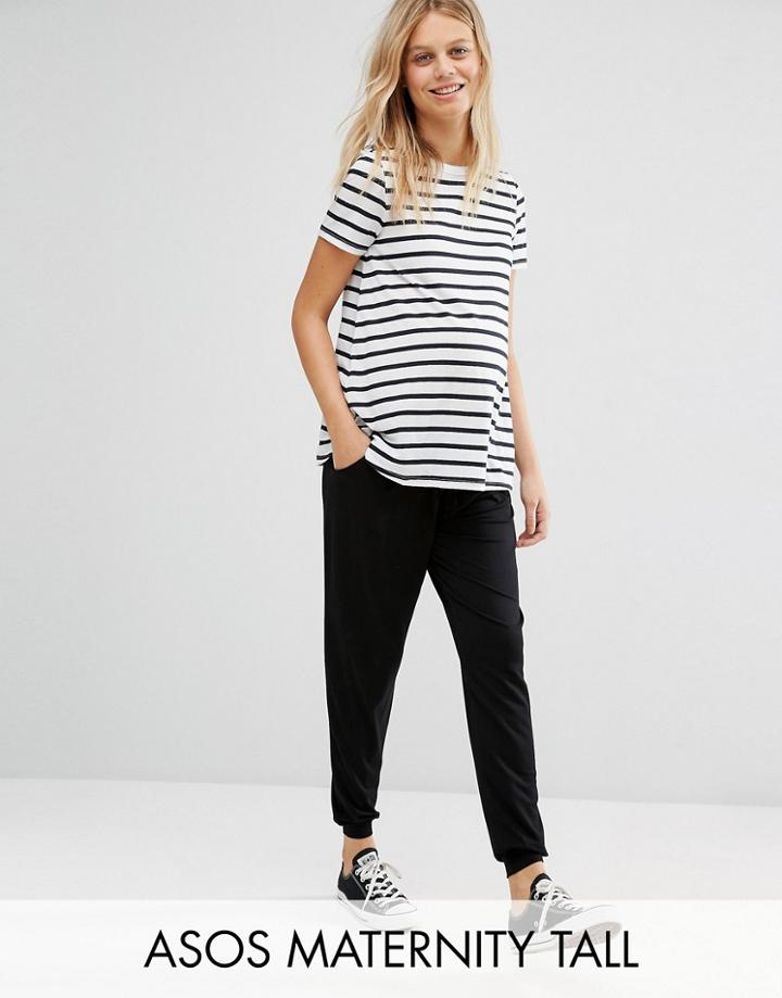 Asos Maternity Tall Jersey Peg Pant With Draw Cord Waist - Black