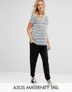 Asos Maternity Tall Jersey Peg Pant With Draw Cord Waist - Black