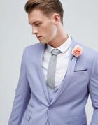 Asos Wedding Skinny Suit Jacket In Pale Blue 100% Wool