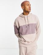 Asos Design Hoodie With Monogram Numerals Panel In Dusty Pink - Part Of A Set
