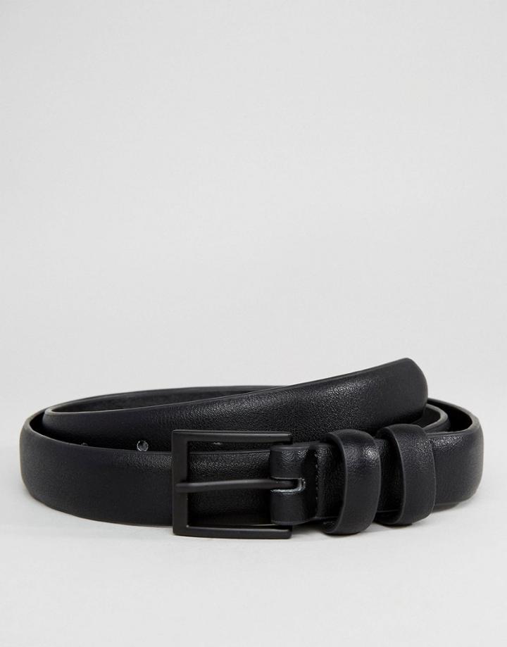 Asos Smart Skinny Belt With Black Coated Buckle - Black