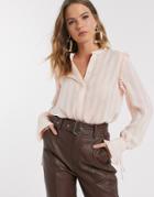 Vero Moda Textured Blouse With Cuff Details In Blush-pink