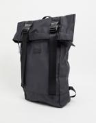 Consigned Double Clip Roll Top Backpack-black