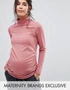 Bluebelle Maternity Funnel Neck Jersey Top - Pink