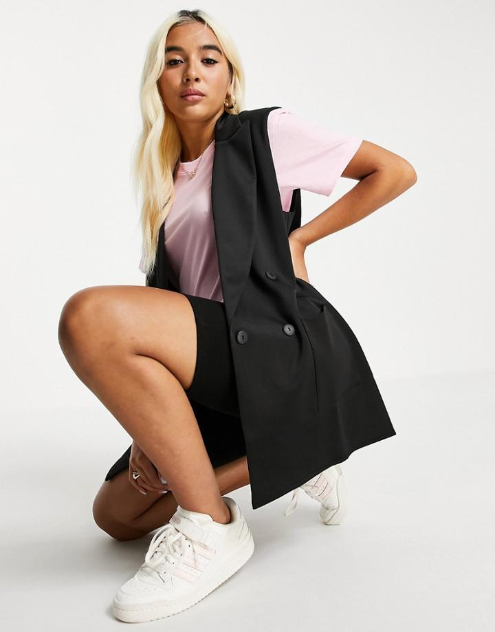 Asos Design Jersey Oversized Sleeveless Blazer In Black