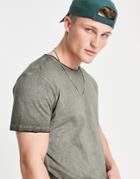 Brave Soul Stonewash T-shirt In Khaki-green