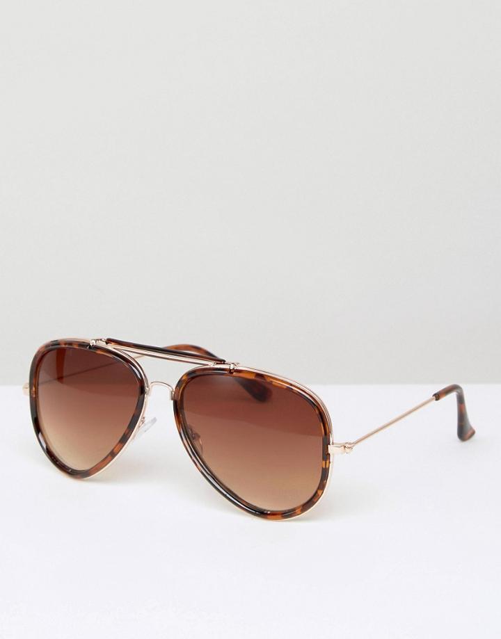 D-struct Aviator Sunglasses In Tort - Brown