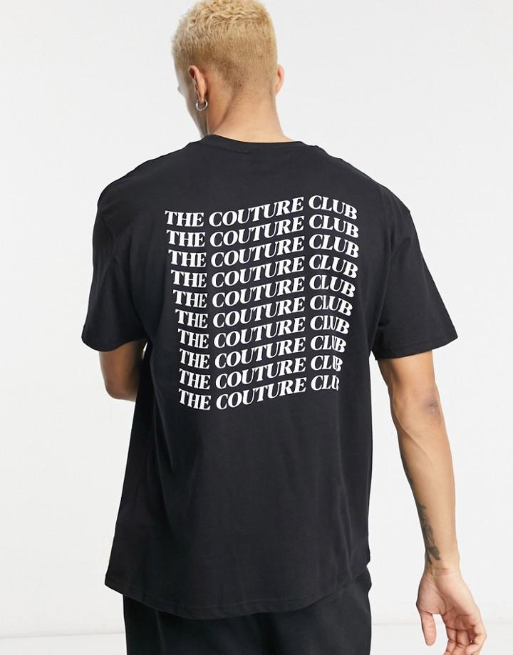 The Couture Club Relaxed Back Print T-shirt In Black