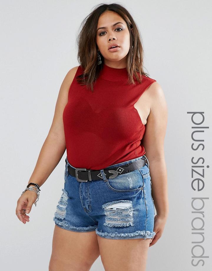 Alice & You Sleeveless High Neck Knitted Top - Red
