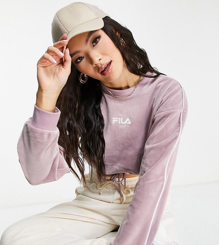 Fila Velour Cropped Sweatshirt In Purple