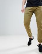 Solid Textured Cuffed Chinos - Green