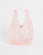 Pieces Embroidered Shopper Bag In Pink Floral