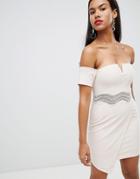 Rare Asymmetric Bardot Mini Dress - Cream