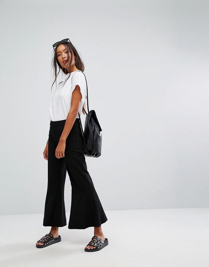Weekday Cropped Flare Pant - Black