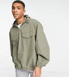 New Look Overhead Utility Jacket In Khaki-green