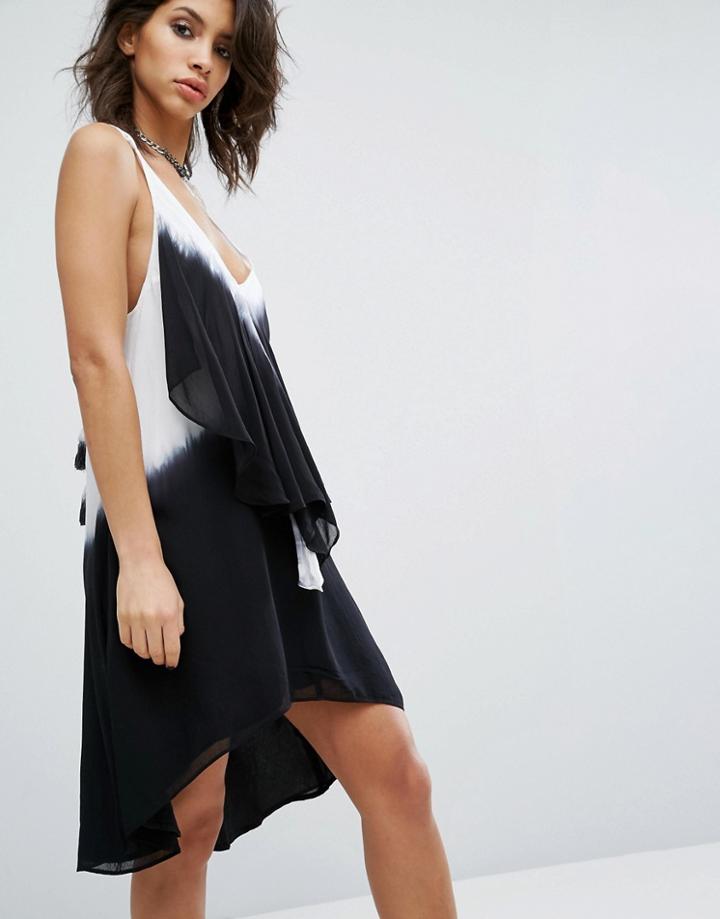 Religion Dress With Frill Detail In Ombre - White